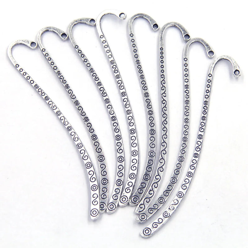 50Pcs Antique Silver Marques de Page Spiral Pattern Bookmarks 85mm