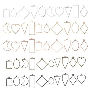 50Pcs Geometric Hollow Frame Tray Pressed Flower Pendant Jewelry Making