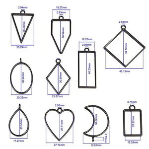 50Pcs Geometric Hollow Frame Tray Pressed Flower Pendant Jewelry Making