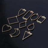 50Pcs Assorted Geometric Hollow Frame Tray Pressed Flower Pendant Jewelry Making