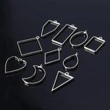 50Pcs Assorted Geometric Hollow Frame Tray Pressed Flower Pendant Jewelry Making