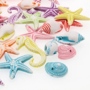 50Pcs Ocean Series Seahorses Shell Starfish Beads for Jewelry Making Bracelet