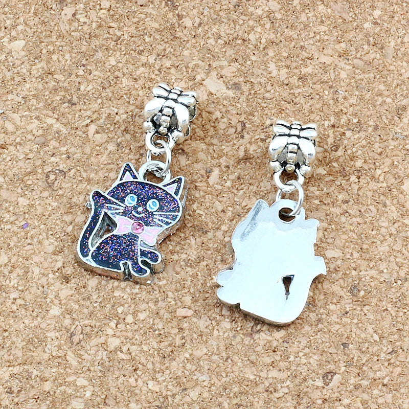 50Pcs Enamel Cat Charm Pendant For Jewelry Making DIY Accessories