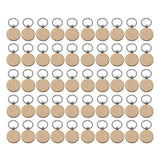 50Pcs Round Wooden Key Chain DIY Blank Keychains Key Tags Engrave DIY