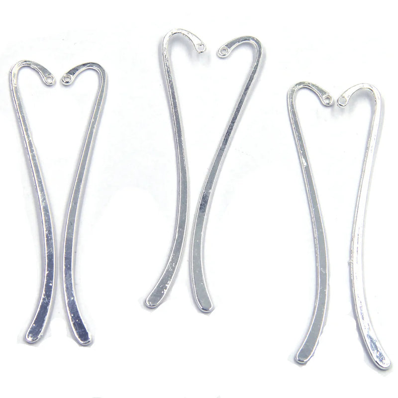50Pcs Metal Silver Plated Bookmarks for Jewelry Making