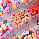 50Pcs Cartoon Clay Beads Kit Round Spacer Set Box Jewelry Making
