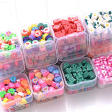 50Pcs Cartoon Clay Beads Kit Round Spacer Set Box Jewelry Making