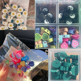 50Pcs Cartoon Clay Beads Kit Round Spacer Set Box Jewelry Making