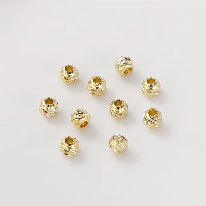 50Pcs Brass 18K Plated 3mm/6mm Spacer Beads for DIY Jewelry Making