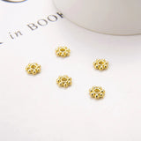 50Pcs Brass 18K Plated Snowflake Flower Big Hole Spacer Beads