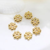 50Pcs Brass 18K Plated Snowflake Flower Big Hole Spacer Beads