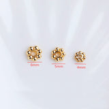 50Pcs Brass 18K Plated Snowflake Flower Big Hole Spacer Beads