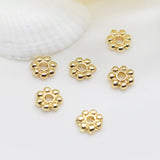 50Pcs Brass 18K Plated Snowflake Flower Big Hole Spacer Beads