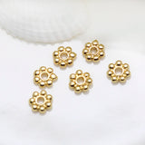 50Pcs Brass 18K Plated Snowflake Flower Big Hole Spacer Beads