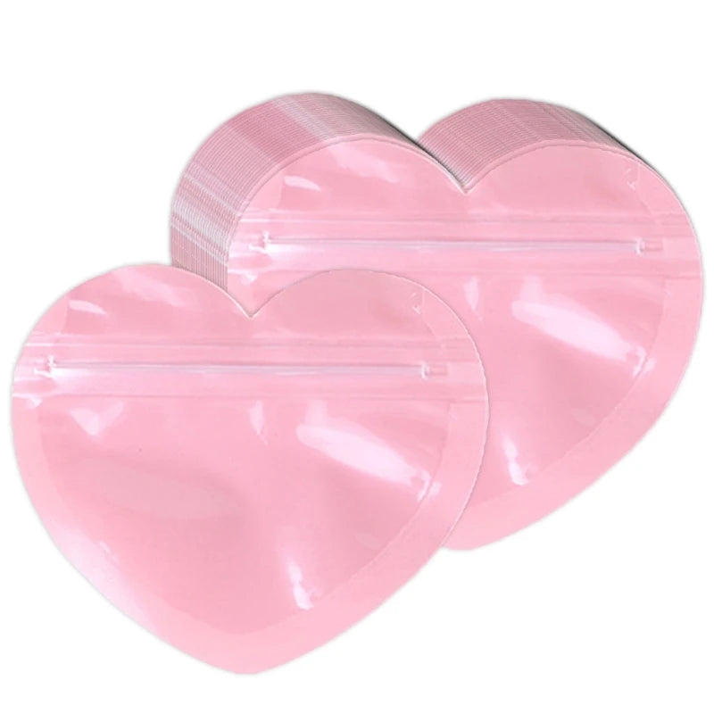 50Pcs Heart Plastic Cellophane Bags for Jewelry Packaging Valentines