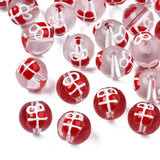 50Pcs Xmas Glass Beads Red Enamel Spacer Beads for Jewelry Making