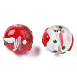 50Pcs Xmas Glass Beads Red Enamel Spacer Beads for Jewelry Making