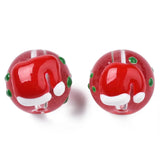 50Pcs Xmas Glass Beads Red Enamel Spacer Beads for Jewelry Making