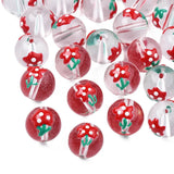 50Pcs Xmas Glass Beads Red Enamel Spacer Beads for Jewelry Making