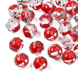 50Pcs Xmas Glass Beads Red Enamel Spacer Beads for Jewelry Making