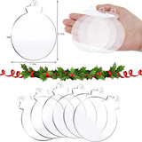 50Pcs Clear Acrylic Christmas Ornaments with Hole Ribbons DIY Holiday Decoration