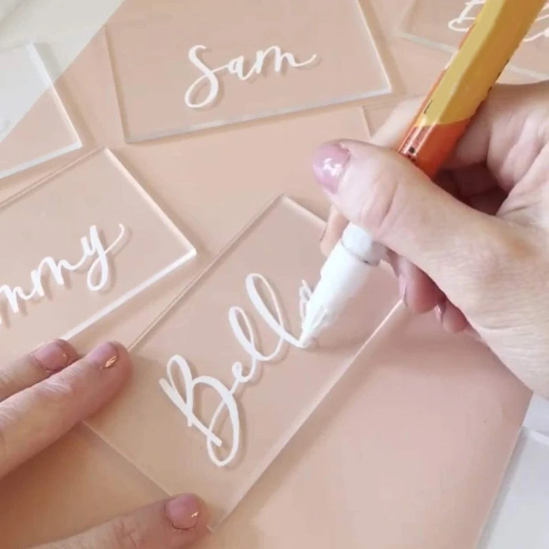 50Pcs Clear Acrylic Place Cards Wedding Guest Names Table Seating