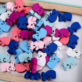 50 Cartoon Bear Wooden Beads for Children's Jewelry and Toys