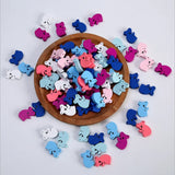 50 Cartoon Bear Wooden Beads for Children's Jewelry and Toys