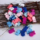 50 Cartoon Bear Wooden Beads for Children's Jewelry and Toys