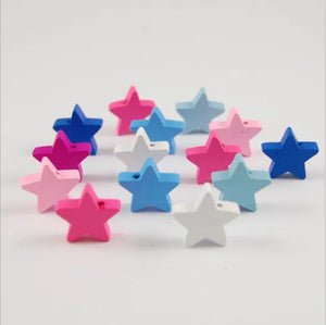 50Pcs Colorful Five-pointed Star Wooden Beads for Children's Jewelry Baby Toys