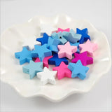 50Pcs Colorful Five-pointed Star Wooden Beads for Children's Jewelry Baby Toys