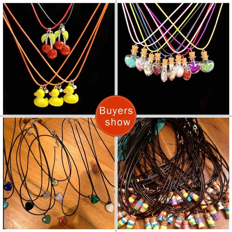 50Pcs Colorful Leather Cord Wax Rope Chain Necklace DIY Jewelry Making