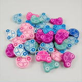 50Pcs Mini Cartoon Car Wooden Beads Kids Jewelry Baby Toys Accessories