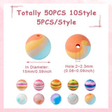 50Pcs 15mm Colorful Silicone Beads for Keychain Necklace Bracelet DIY