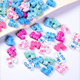 50Pcs Colorful Small Train Shape Wooden Beads Wood Chip Kids Jewelry Baby Toys