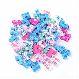 50Pcs Colorful Small Train Shape Wooden Beads Wood Chip Kids Jewelry Baby Toys