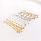 50pcs 18K Copper Plated Brass Ball Head Pin Jewelry Making Supplies DIY Earrings