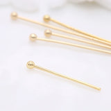 50pcs 18K Copper Plated Brass Ball Head Pin Jewelry Making Supplies DIY Earrings