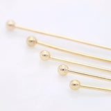 50pcs 18K Copper Plated Brass Ball Head Pin Jewelry Making Supplies DIY Earrings