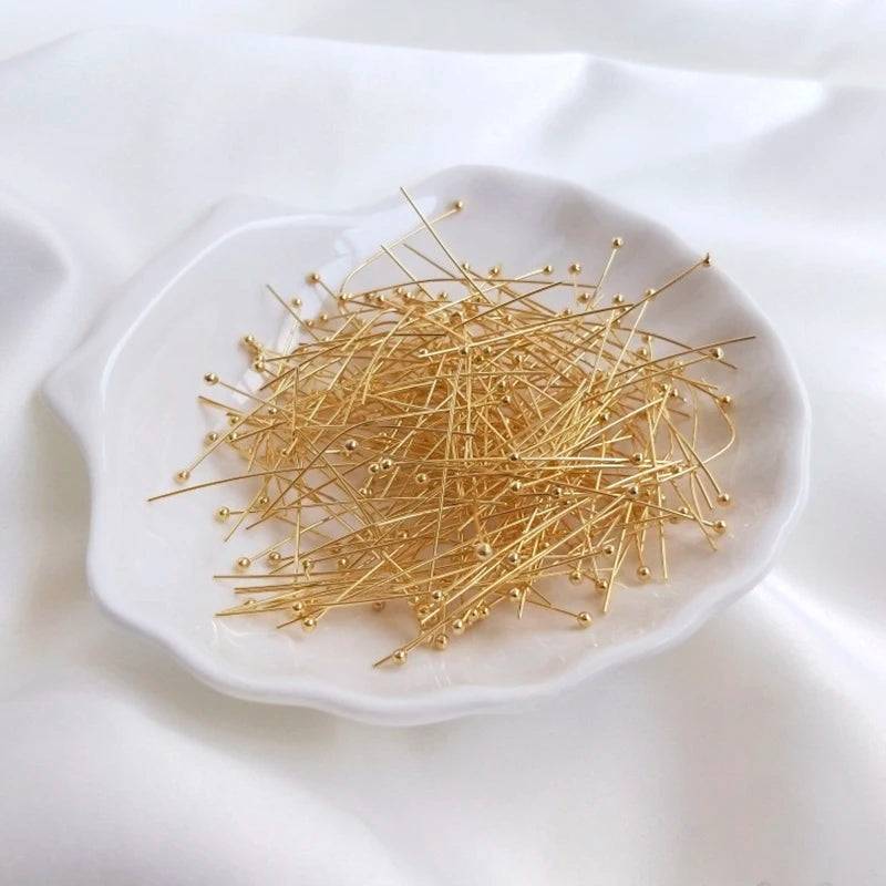 50pcs 18K Copper Plated Brass Ball Head Pin Jewelry Making Supplies DIY Earrings