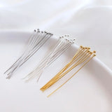 50pcs 18K Copper Plated Brass Ball Head Pin Jewelry Making Supplies DIY Earrings