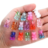 50Pcs Crystal Candy Bear Pendant Charms for Jewelry Making DIY Bears Christmas