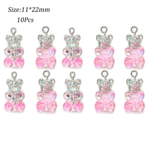50Pcs Crystal Candy Bear Pendant Charms for Jewelry Making DIY Bears Christmas