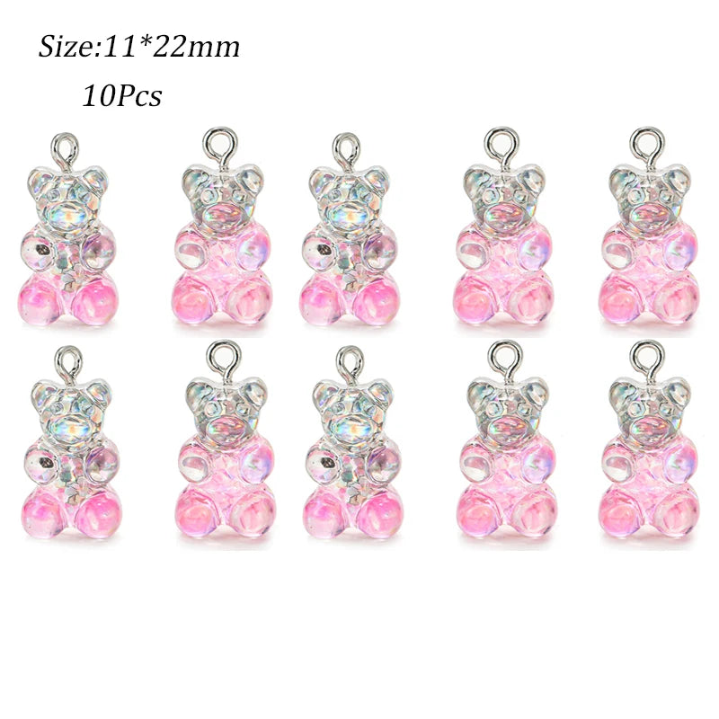 50Pcs Crystal Candy Bear Pendant Charms for Jewelry Making DIY Bears Christmas