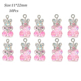 50Pcs Crystal Candy Bear Pendant Charms for Jewelry Making DIY Bears Christmas