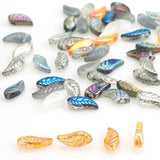 50Pcs Glass Petal Beads - Crystal Leaf Pendant Rainbow Wing Shape