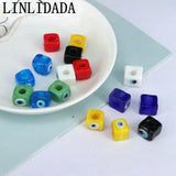 50Pcs Cube Colorful Eyes Loose Beads for Jewelry Making 3mm Hole