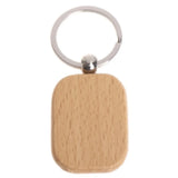 50Pcs DIY Blank Wooden Key Chain Carving Key Ring Wood Key Chain Ring