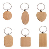 50pcs Blank Wooden Key Chain for DIY Carving Key Ring