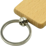 50Pcs Wooden Keychain Square Carved Key Ring DIY Wooden Key Ring 40 x 40 mm